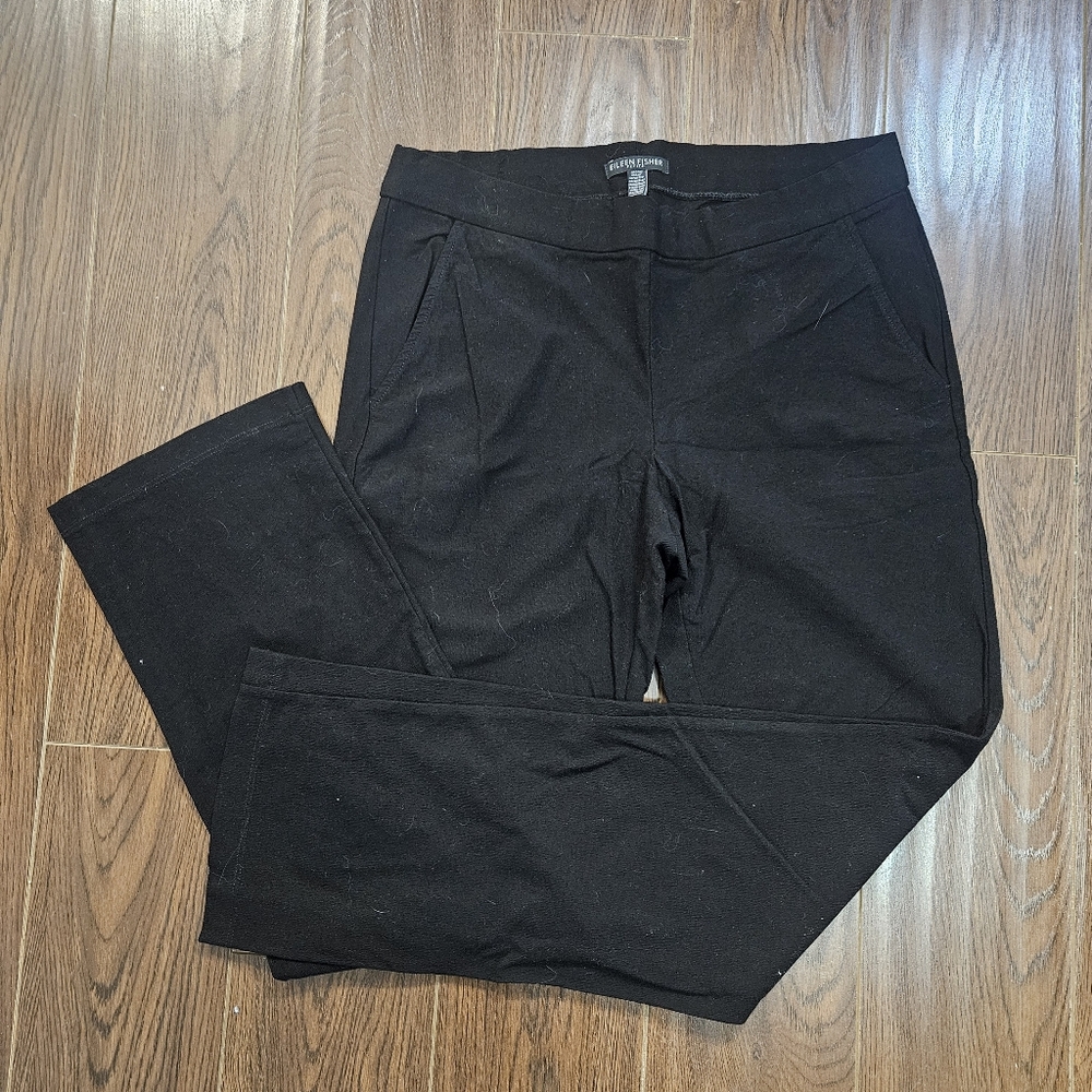 Eileen Fisher Light Weight Elastic Waist Black Pants Size Small Petite